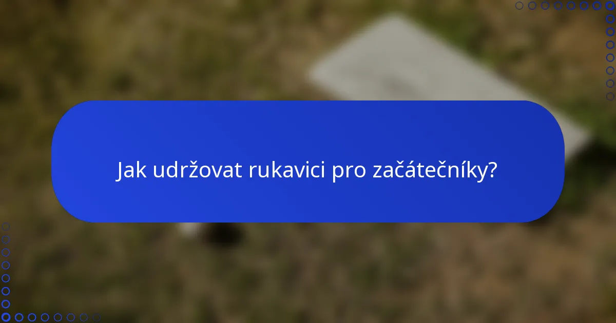 Jak udržovat rukavici pro začátečníky?