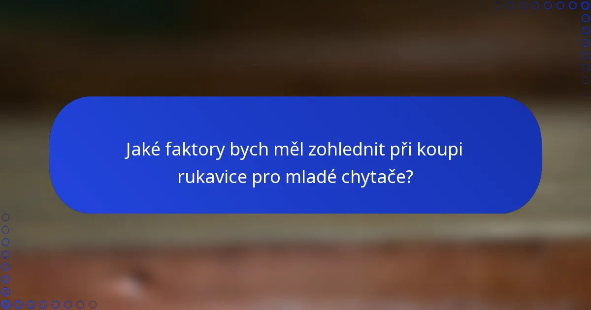 Jaké faktory bych měl zohlednit při koupi rukavice pro mladé chytače?