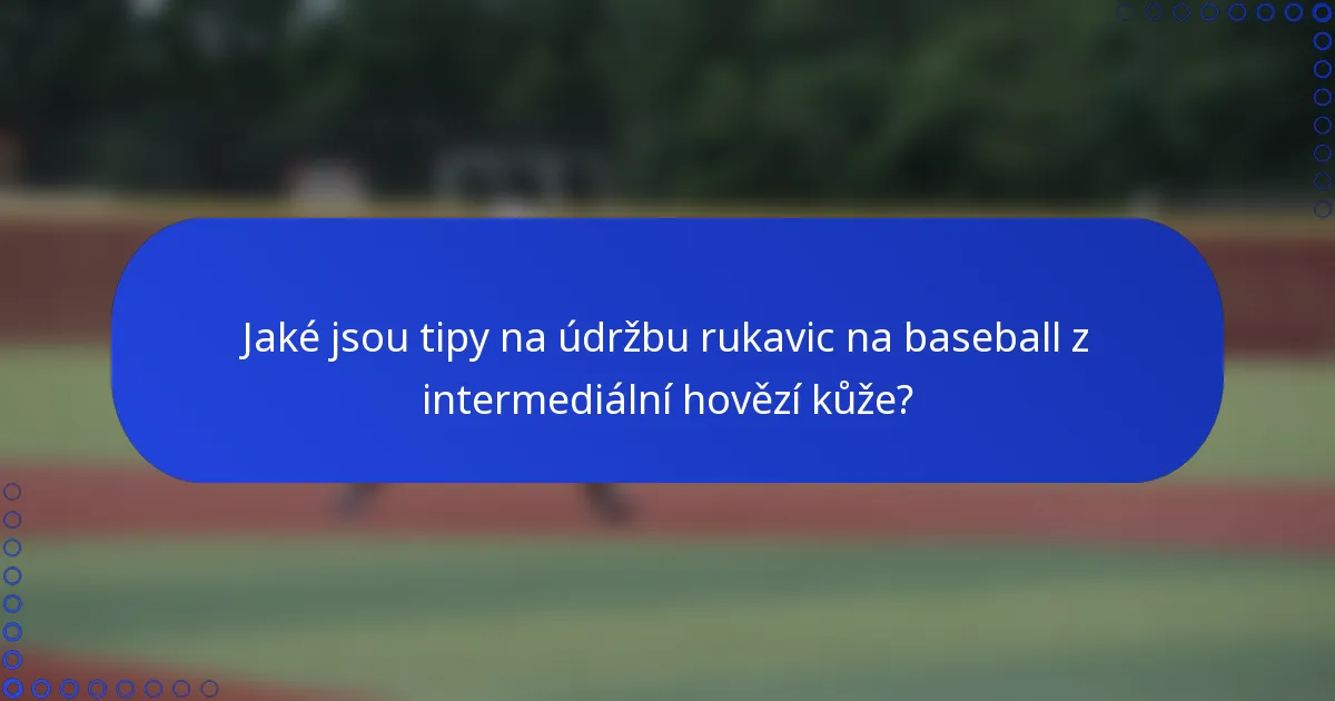 Jaké jsou tipy na údržbu rukavic na baseball z intermediální hovězí kůže?