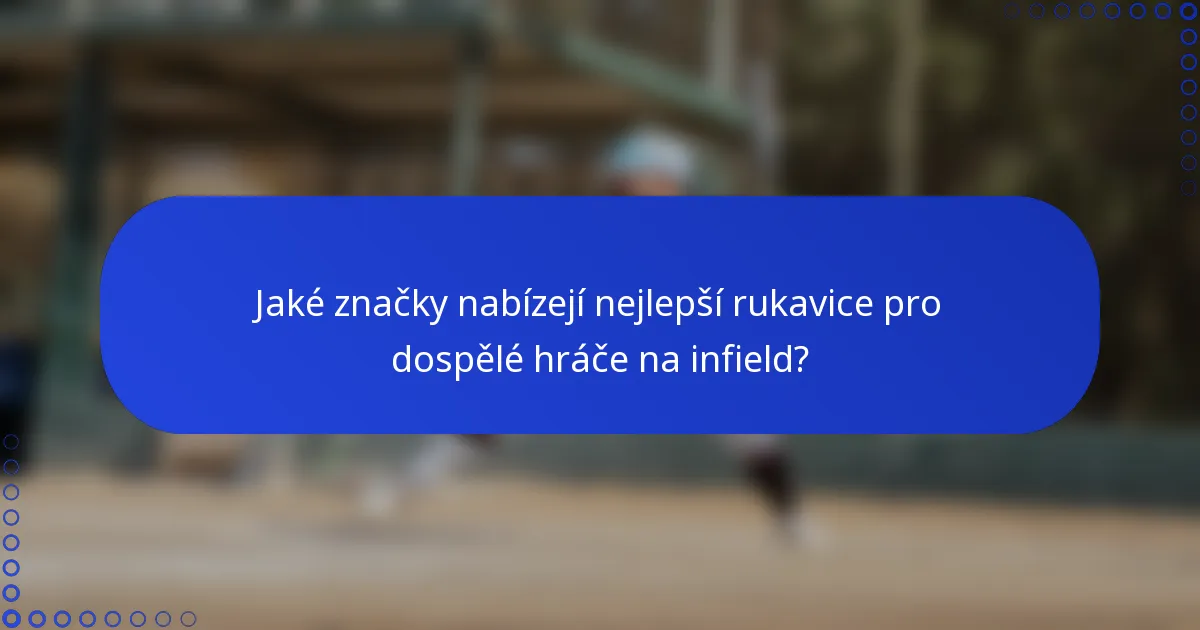 Jaké značky nabízejí nejlepší rukavice pro dospělé hráče na infield?
