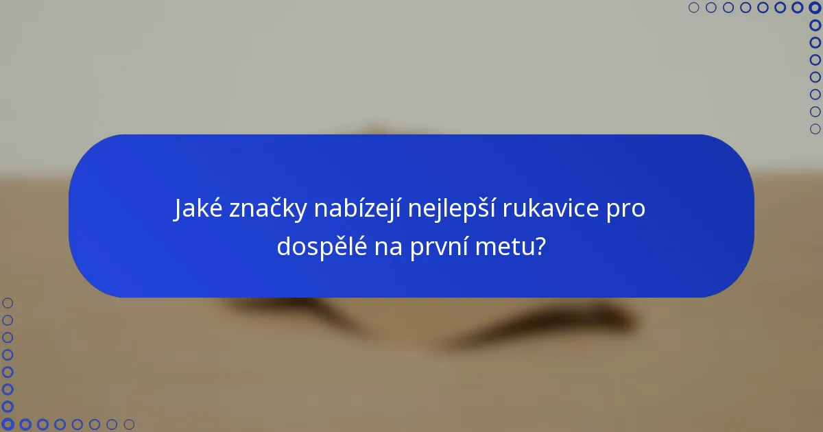 Jaké značky nabízejí nejlepší rukavice pro dospělé na první metu?