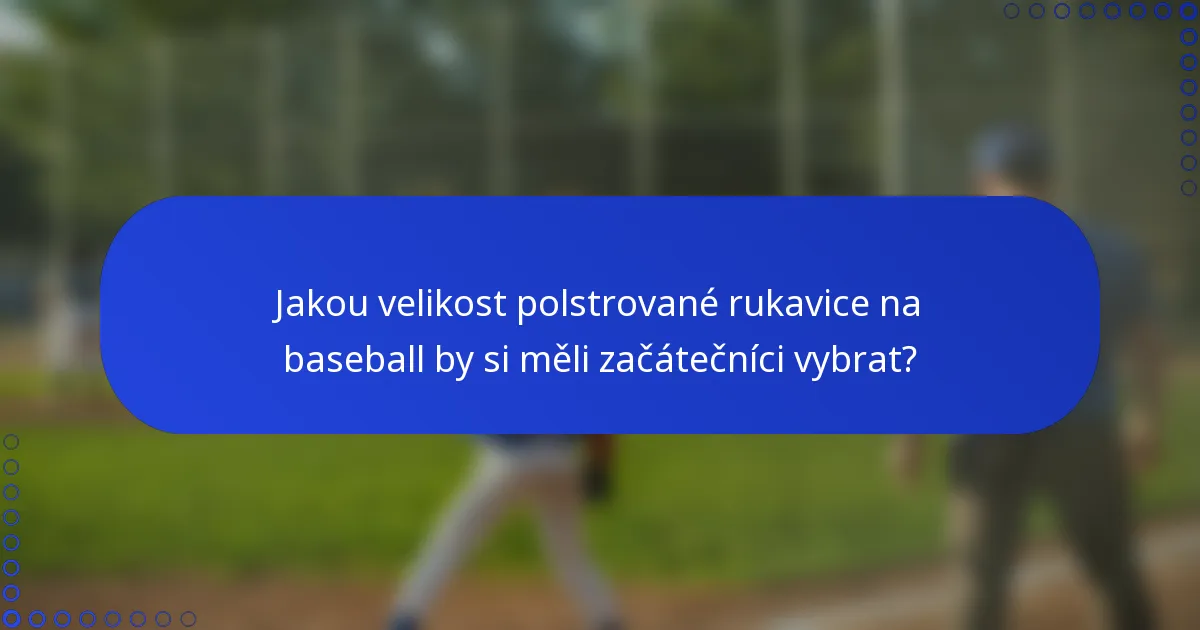 Jakou velikost polstrované rukavice na baseball by si měli začátečníci vybrat?