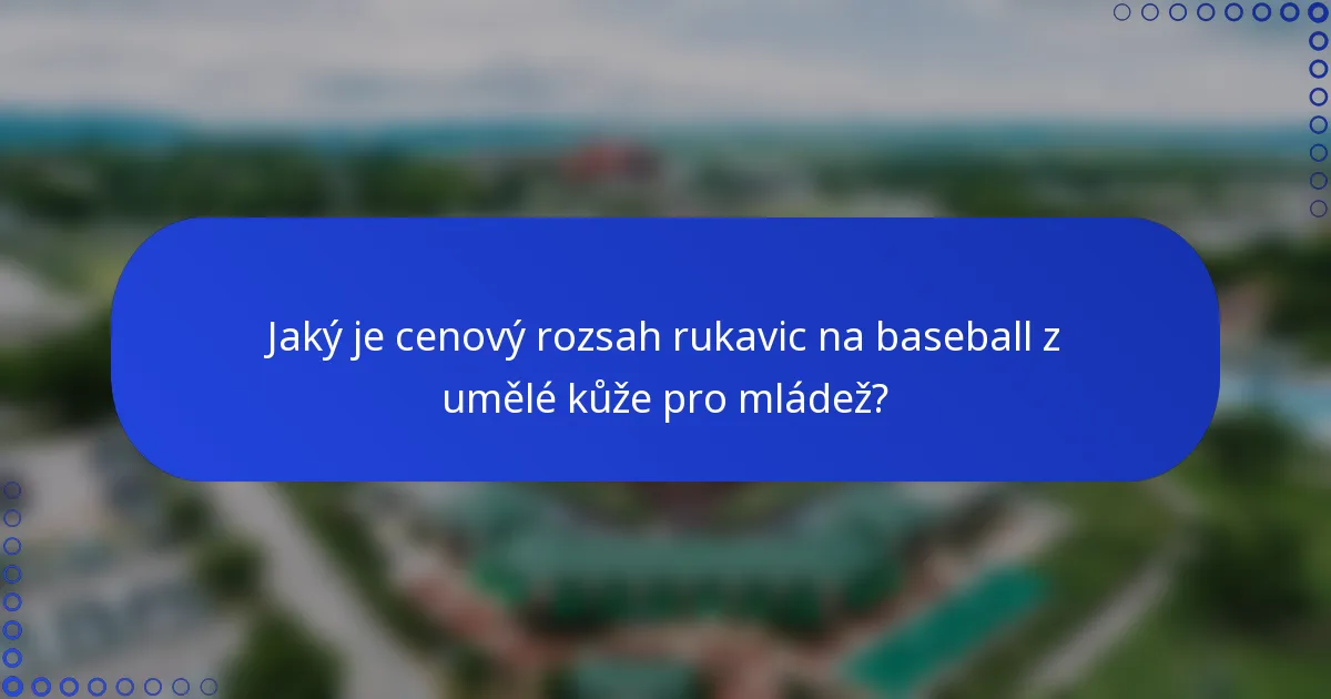 Jaký je cenový rozsah rukavic na baseball z umělé kůže pro mládež?