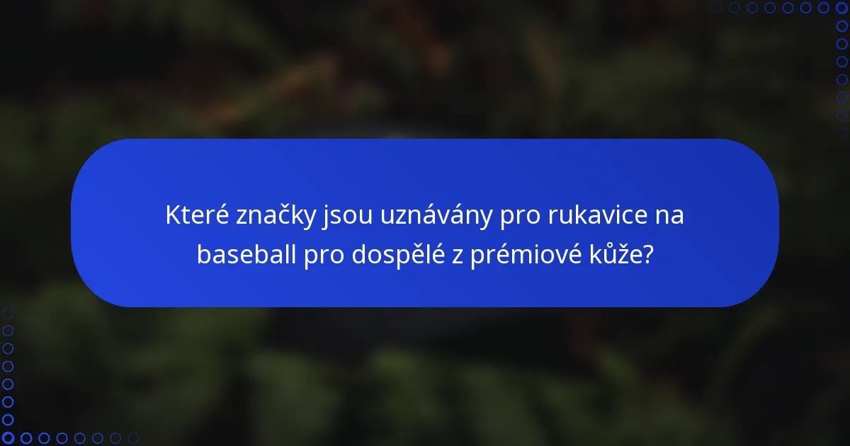 Které značky jsou uznávány pro rukavice na baseball pro dospělé z prémiové kůže?