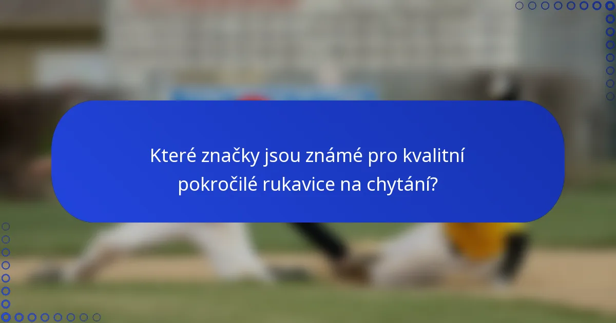 Které značky jsou známé pro kvalitní pokročilé rukavice na chytání?